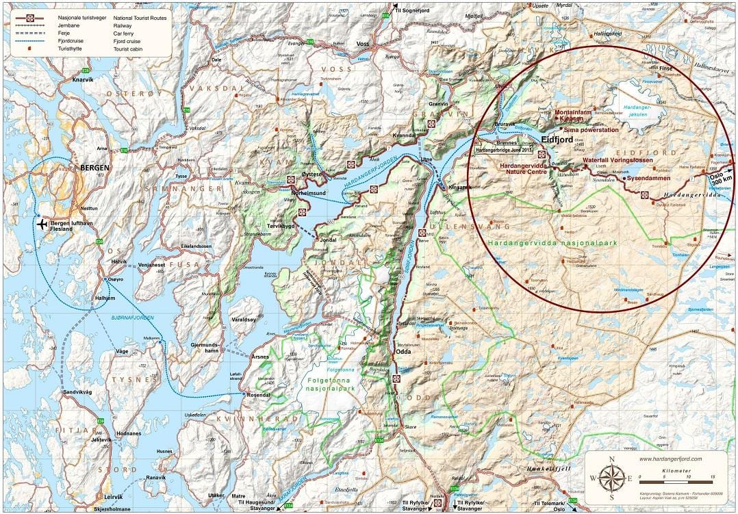 hardangerfjord نروژ نقشه