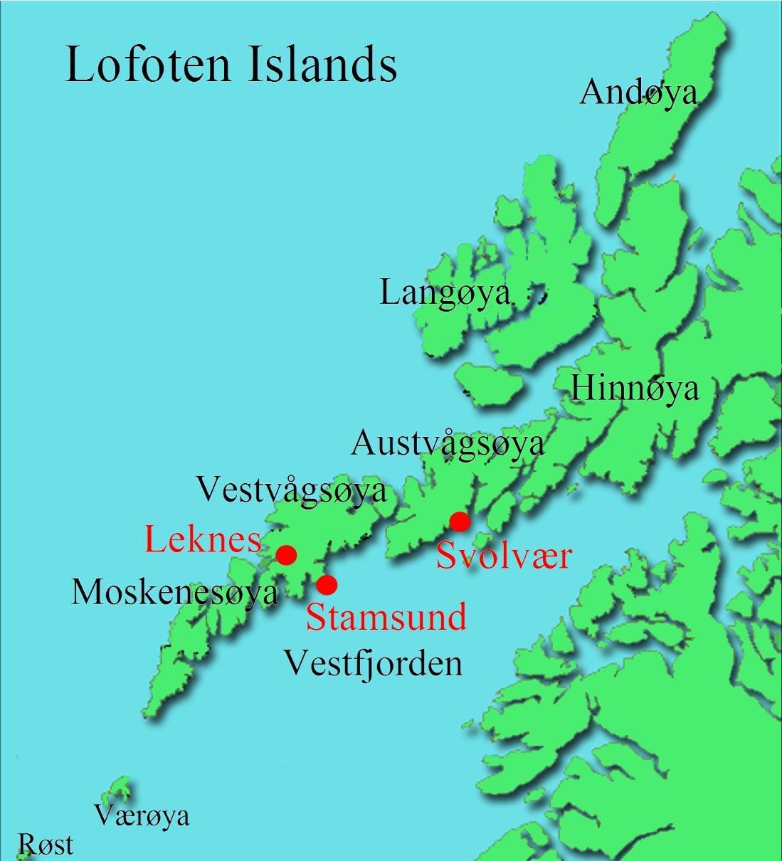 جزایر lofoten نروژ نقشه