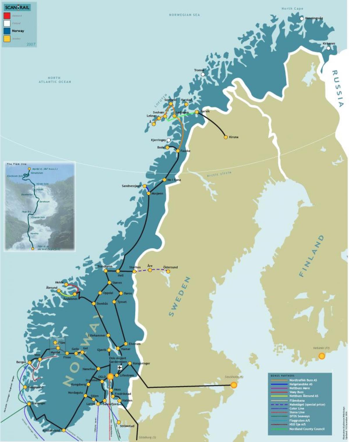 نروژ راه آهن نقشه