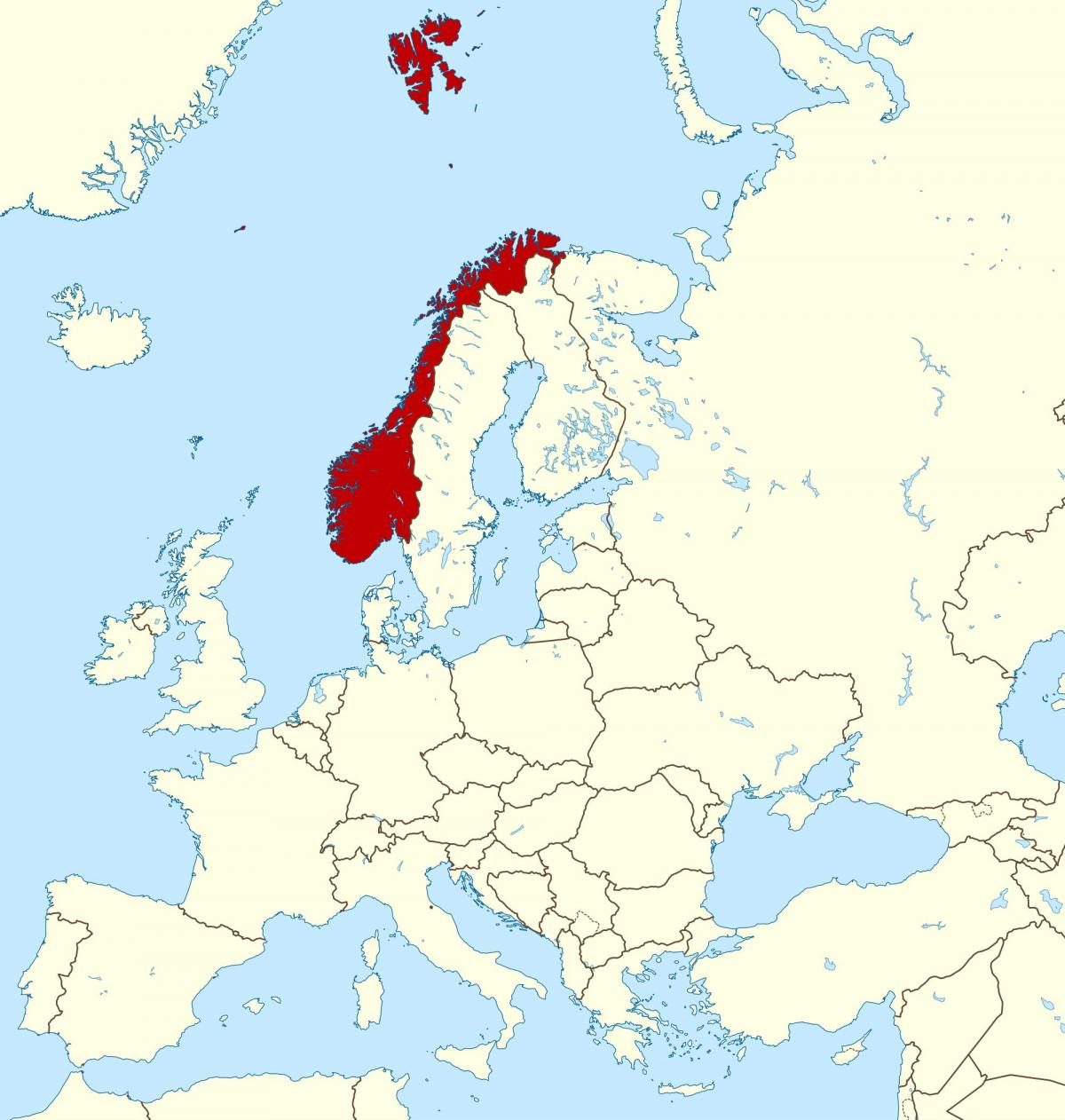 نقشه از نروژ و اروپا