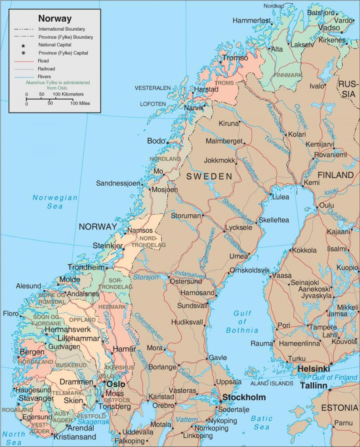 یک نقشه از نروژ